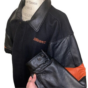 𝅺EUC Saxon Leather Letterman Varsity Wool Leather Sleeve/Collar Jacket Size XXL